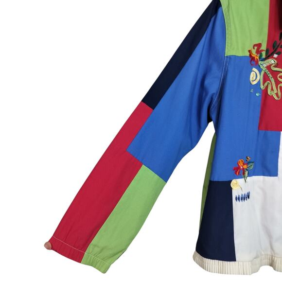 4421)Vtg 90s Koret Francisca Petite Multicolor Patchwork Full Zip Track Jacket S - Picture 6 of 12